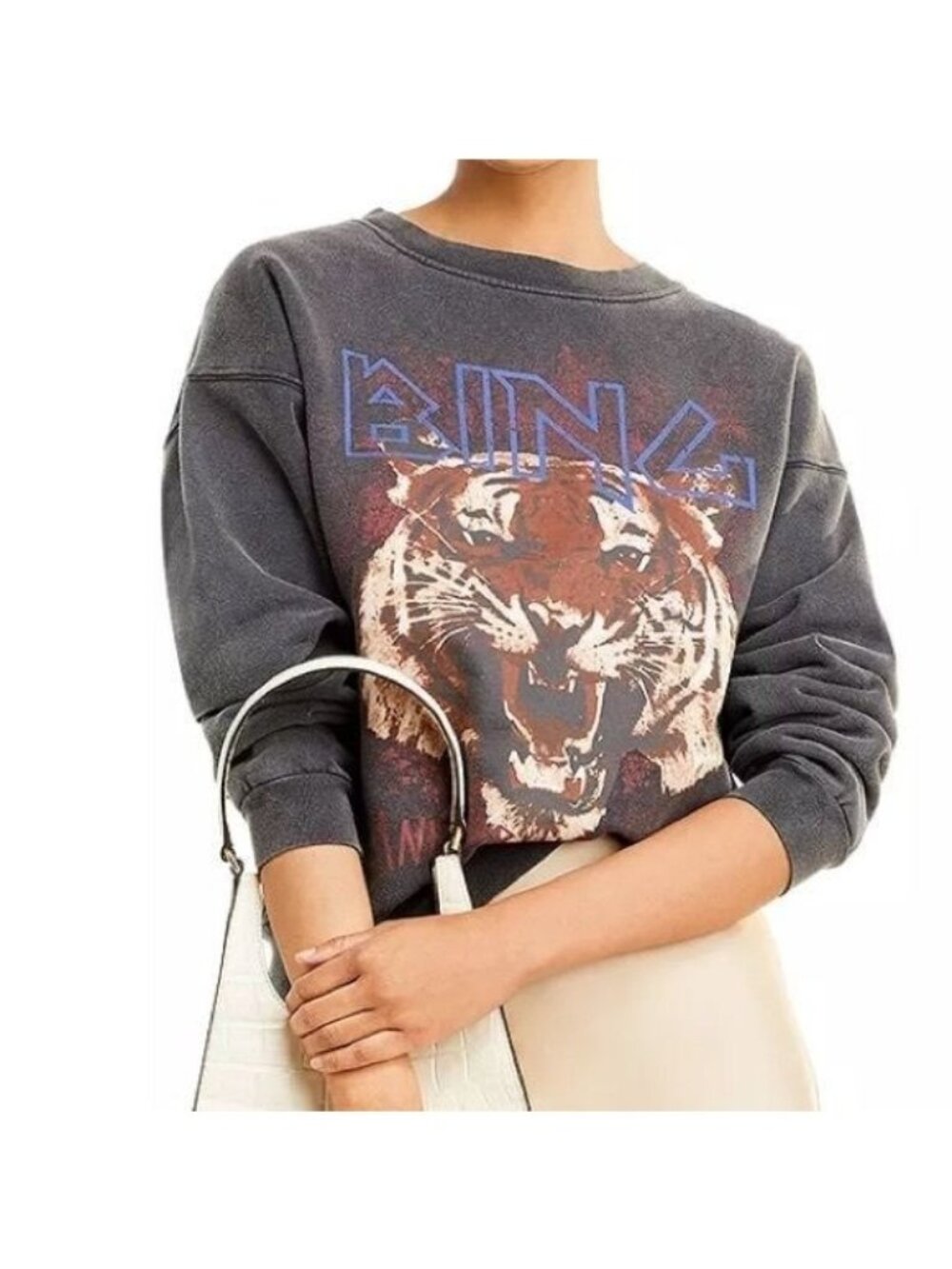 Anine Bing Medium Tiger Graphic Sweatshirt Lux Grunge Casual